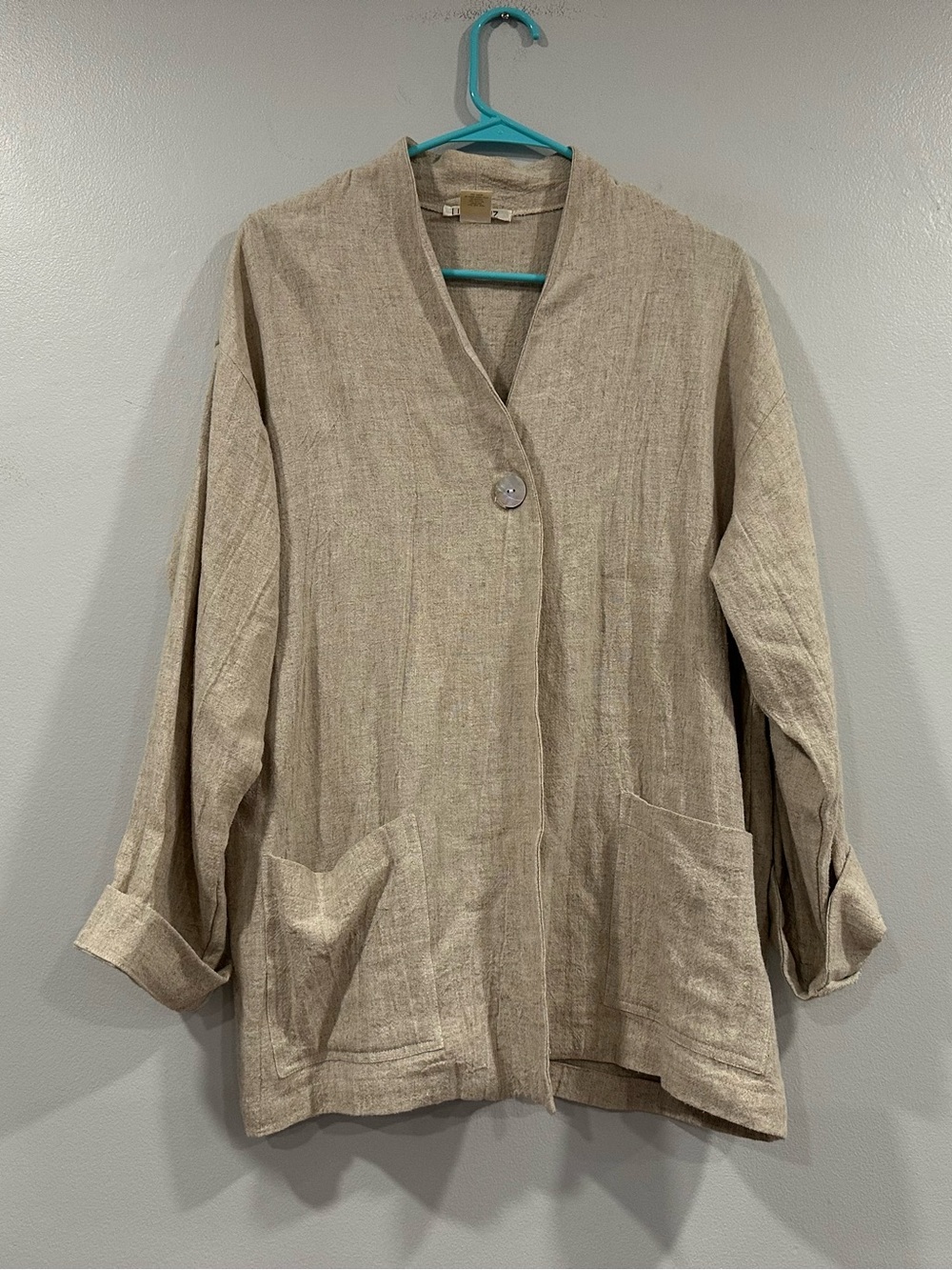 Luna Luz Lagenlook Long Sleeve One Button Top Large L